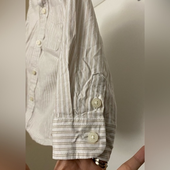 Janie and Jack Striped Button Down Cotton Long Sleeve 12-18M - Picture 4 of 6